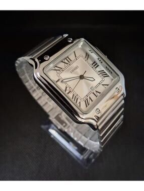 Men's Luxury Square Dial Stainless White Watch